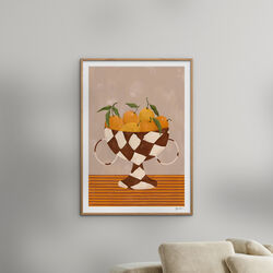 Lemons & Oranges in Checkered Vase, THE POSTER CLUB