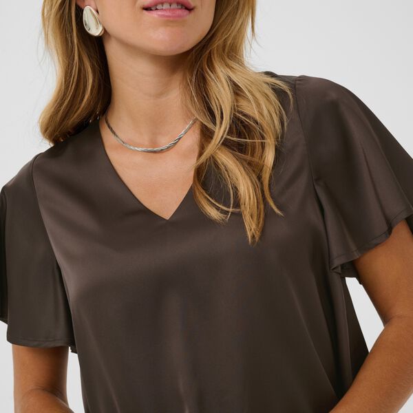 LodisaSZ SS Blouse, chocolate brown, Saint Tropez