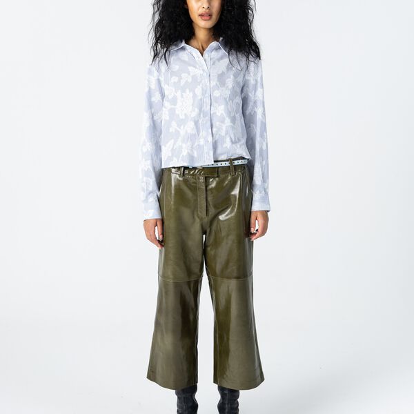 Shirt with flower decoration, blue stripe, Coster Copenhagen