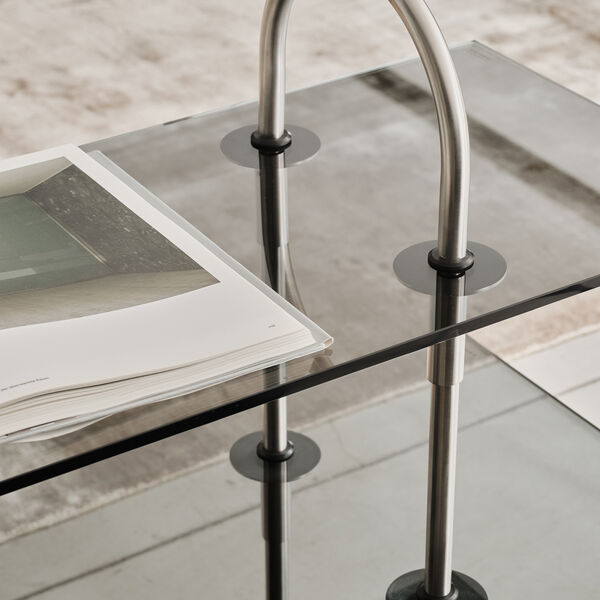 Keen Shelving, steel/smoked tempered glass, GUBI