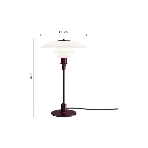 PH 3/2 Bordlampe, glossy burgundy, Louis Poulsen