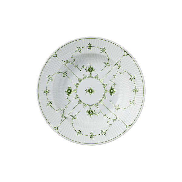 Gr&oslash;n Musselmalet Riflet Dyb tallerken &Oslash; 23 cm, Royal Copenhagen