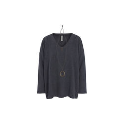 Oversized Fleece Blouse with V-Neck | Soft Black | Bluse, Henriette Steffensen Copenhagen