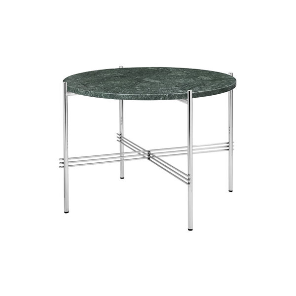 TS Coffee Table Ø55, green guatemala marble/steel, GUBI