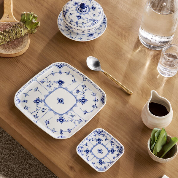 Musselmalet Halvblonde firkantet tallerken 21 cm, Royal Copenhagen