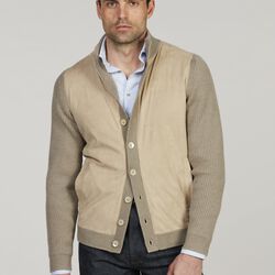 Cardigan Knitted Hybrid Buttoned Alcantara, light beige, Stenstr&ouml;ms