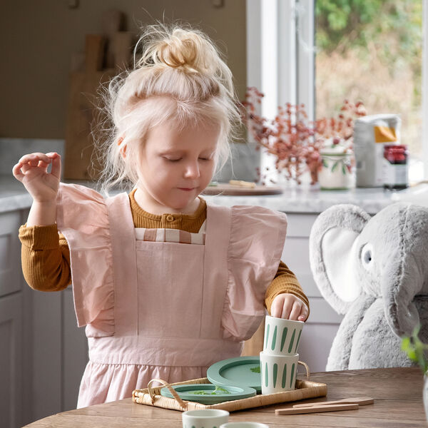 B&oslash;rneforkl&aelig;de m/kokkehue, dusty pink/classic white, Sebra