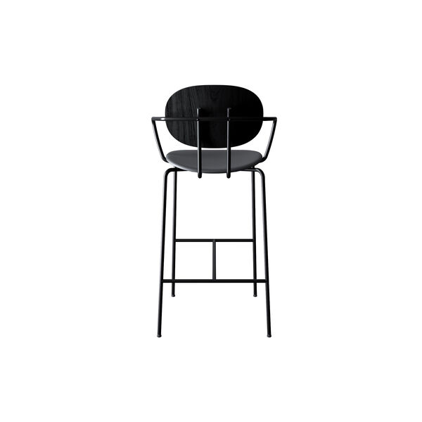 PIET HEIN Bar Chair with Arms, black lacquered oak/Solid Black 509 PIET HEIN Bar Chair with Arms, black lacquered oak/Solid Black 509, Sibast Furniture