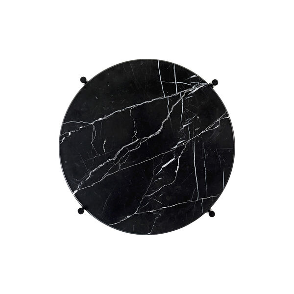 TS Side Table Round, black marquina marble/black, GUBI