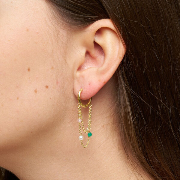 Cammi Hoops med kæder, hvide perler, Pure by Nat