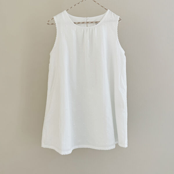 Elinor Dress, white dot, Lalaby