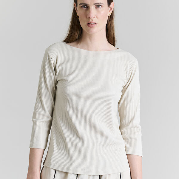 Naibu rib bluse med 3/4 ærme, ivory, BITTE KAI RAND