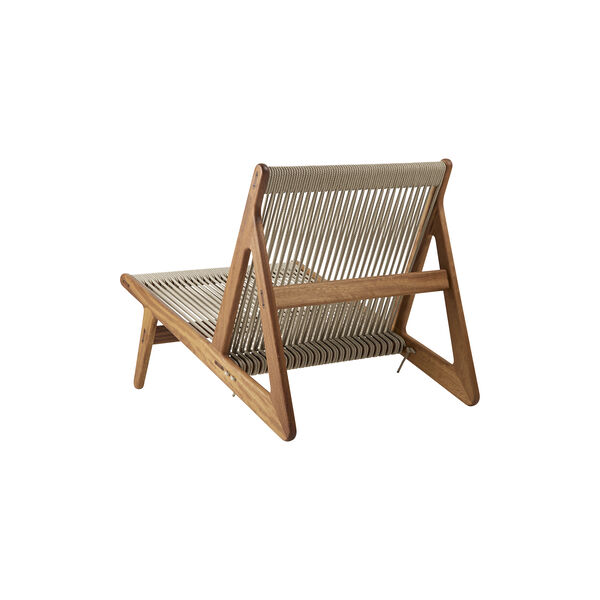 MR01 Outdoor Initial Lounge Chair, oiled iroko/sunfire melange beige/sand, GUBI