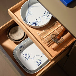 Blå Mega Riflet ovnfast fad 30x30 cm, Royal Copenhagen