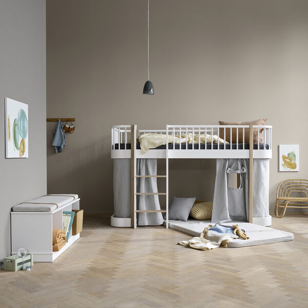 Wood Original halvhøj seng 90x200 cm, hvid/eg, Oliver Furniture