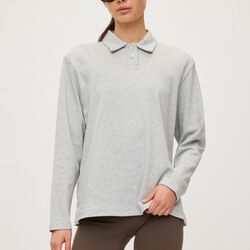 Rib Polo LS Elevate, grey melange, Rethinkit