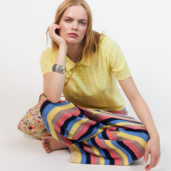 AlaiaLL Polo Knit S/S, neon yellow, Lollys Laundry