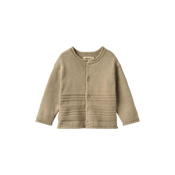 Knit Cardigan L/S Gunnar, gravel, Wheat