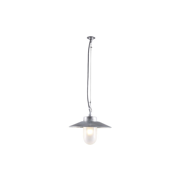 Well Glass Pendant With Visor 7680, galvanised silver/frosted, Original BTC