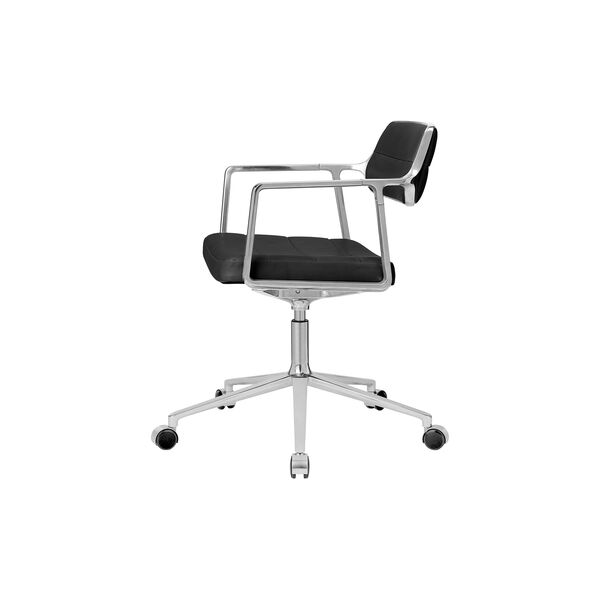 VIPP453 Swivel+ Chair with Castors, black/polished aluminium, Vipp