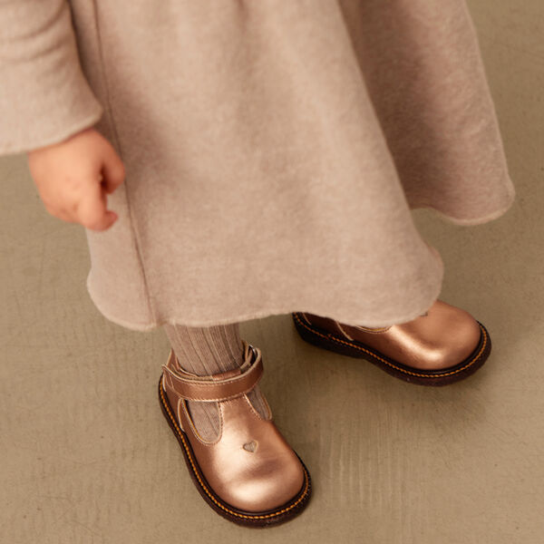 Klassisk tullesko med hjertemotiv, bronze metallic, ANGULUS