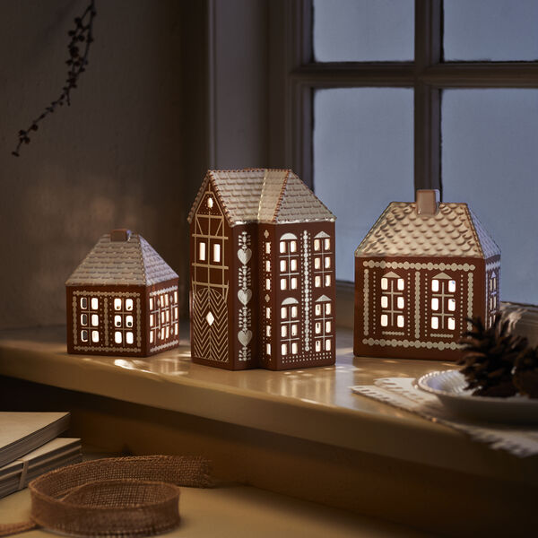 Gingerbread lyshus stor, brun, K&auml;hler