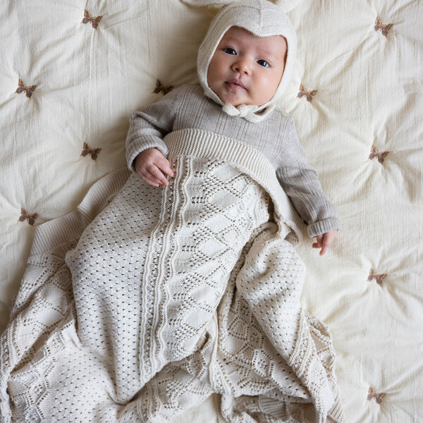 Pointelle baby striktæppe, off-white Pointelle baby striktæppe, off-white, Cam Cam Copenhagen
