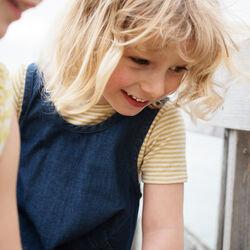 Stripe Tee Short, chamomile/offwhite, Serendipity