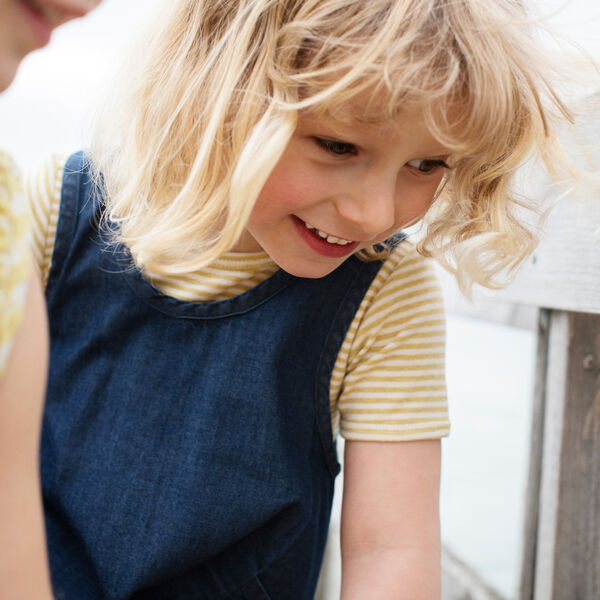 Stripe Tee Short, chamomile/offwhite, Serendipity
