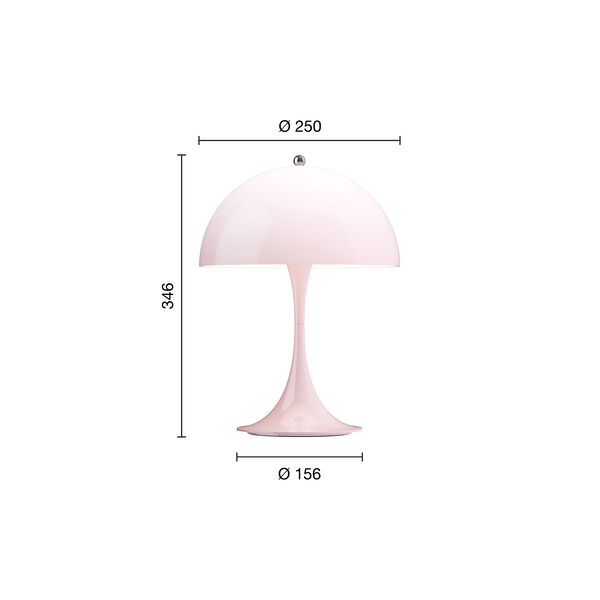 Panthella 250 Portable bordlampe, opal pale rose, Louis Poulsen