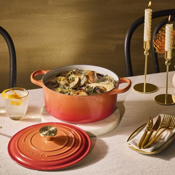 Rund st&oslash;bejern Jubil&aelig;umsgryde &Oslash; 24 cm, flamme dor&eacute;e, Le Creuset