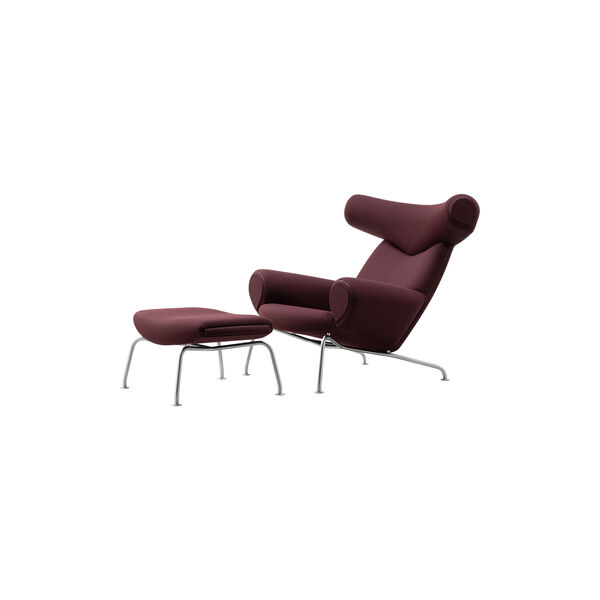 Wegner Ox Chair |  Indian Red| L&aelig;nestol + Ottoman, Fredericia Furniture