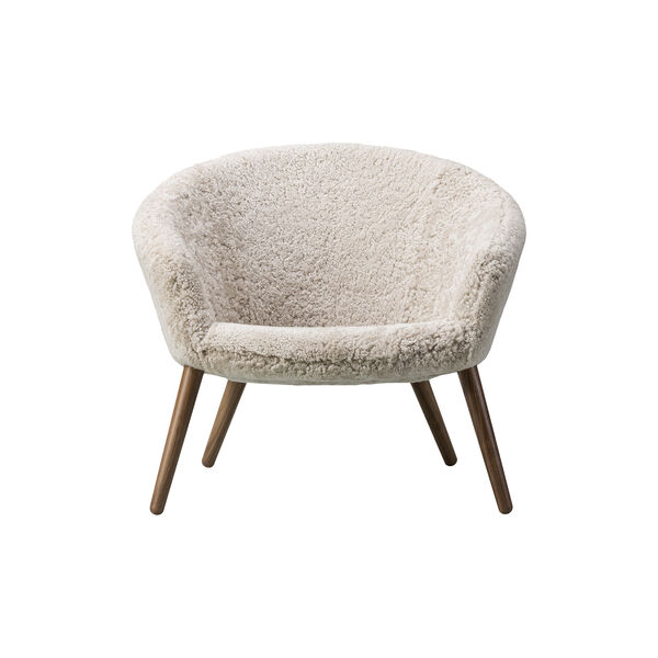 Ditzel loungestol, hvid/lakeret valn&oslash;d, Fredericia Furniture