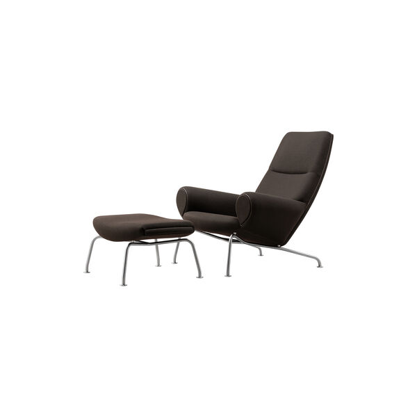 Wegner Queen Chair |  Dark Brown| L&aelig;nestol + Ottoman, Fredericia Furniture