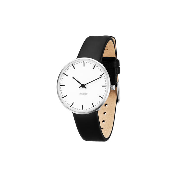 City Hall armb&aring;ndsur, white/steel/black, Arne Jacobsen Watches