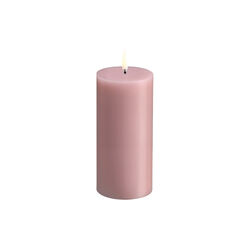 LED pillar candle smooth 15 cm, rose powder, Uyuni Lighting