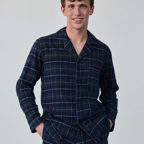 Bergen Pyjamas, navy/antrasit melange/blue/white/dark grey piping, Ambassador 1867