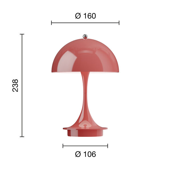 Panthella 160 Portable bordlampe, opaque coral, Louis Poulsen