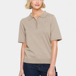 MilaSZ Polo SS Pullover, plaza taupe melange, Saint Tropez