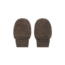 Mittens Wool Fleece, brown melange, HUTTEliHUT