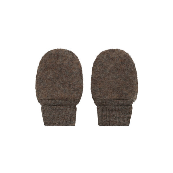 Mittens Wool Fleece, brown melange, HUTTEliHUT