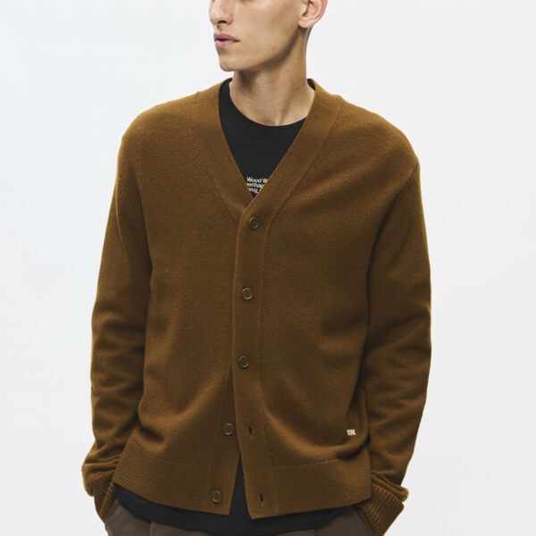WWlogo cardigan, desert palm, Wood Wood