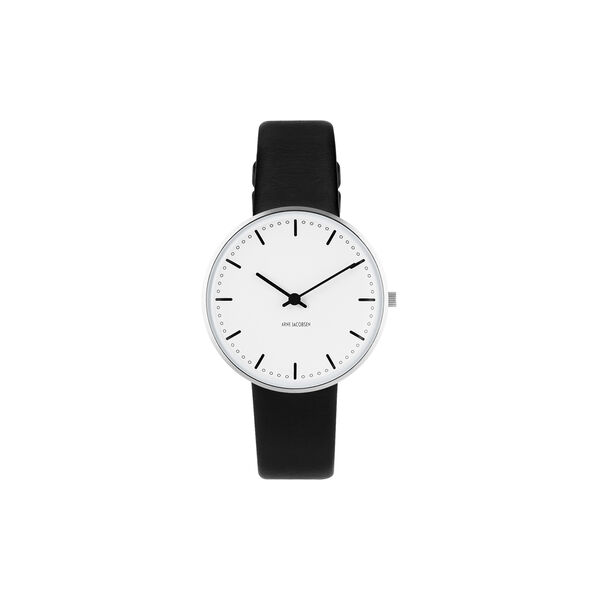 City Hall armb&aring;ndsur, white/steel/black, Arne Jacobsen Watches
