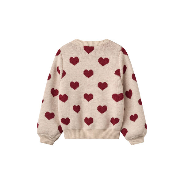 Jacquard Cardigan Hearts, offwhite melange, Wheat
