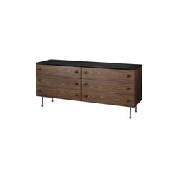 62 Sideboard 6 Drawer, walnut/black, GUBI