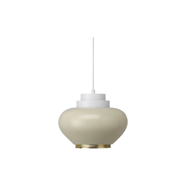 Pendant Light A333 &ldquo;Turnip&ldquo;, white/linen/brass-plated, Artek