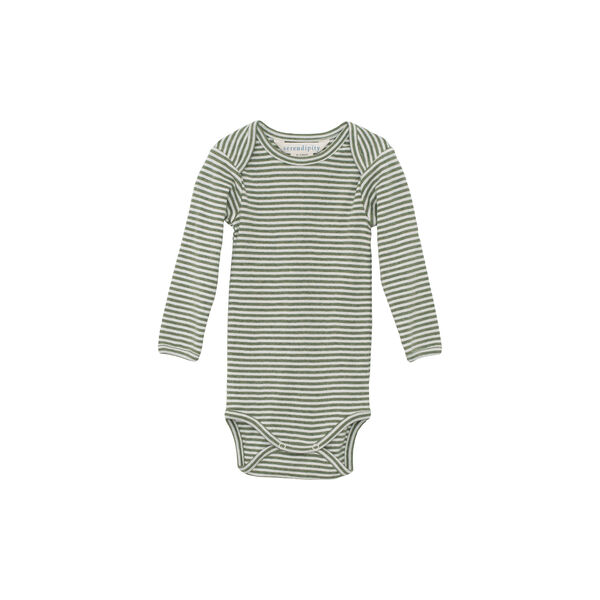 Baby Body Stripe | Moss/Offwhite | Bodystocking, Serendipity