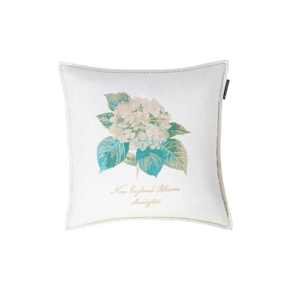 Embroidered Pillow Cover, white/green/white, Lexington