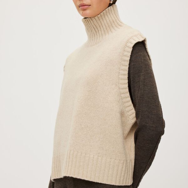 Wool Knit Vest Chamonix, fossil melange, Rethinkit