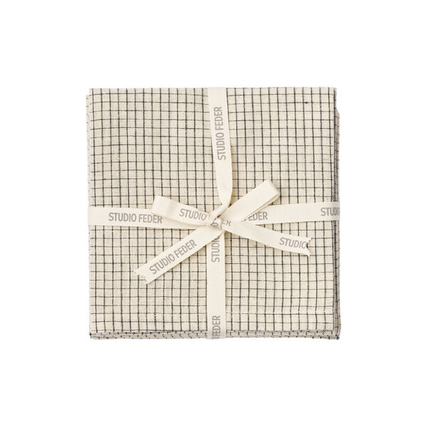 LIVIA STOFSERVIETTER 4-PACK, creme black plaid, Studio Feder